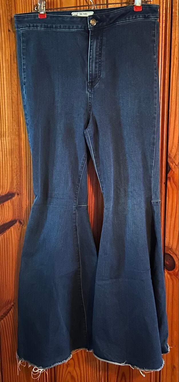 People Just Float On Flare Blue Stretch Jean Bell Bottom Festival Size 30 Short